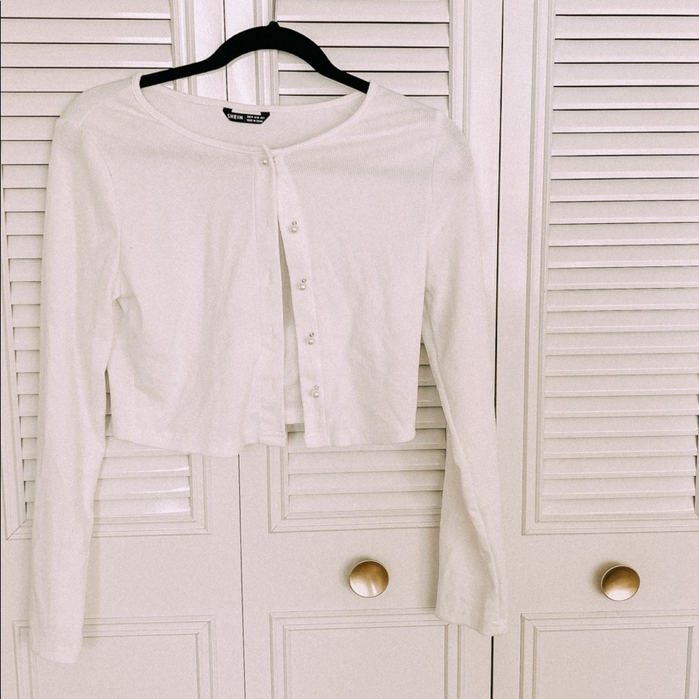 shein pearl cardigan top